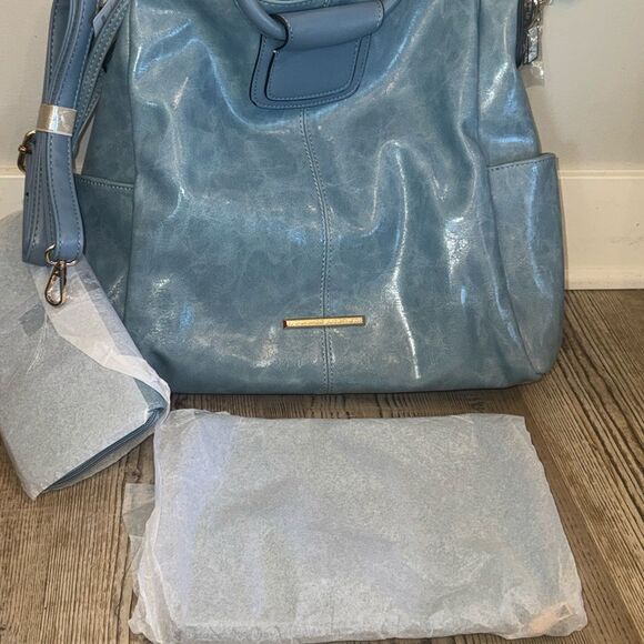 MKF Zori Women's Collection By Mia K Arya Signature Tote Bag and Set Of 4 Blue - Picture 10 of 12